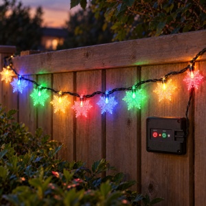 Instalatie solara de Craciun, LED in forma de fulgi de nea, 4 m, 20 LED multicolore - Img 4