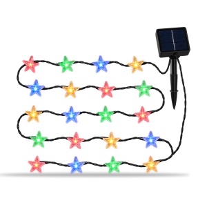 Instalație solară de Crăciun, tip liniar, 20 LED-uri multicolore in forma de stea , 4 m, fir negru - Img 5