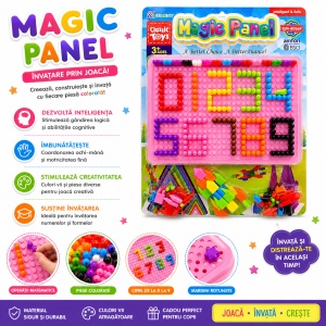 Joc Educativ Copii cu Pioni Colorati și Tablă Roz – Magic Panel cu Forme - Img 2