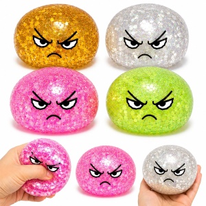 Jucărie Antistres Squishy Angry Dumpling, 8,5 cm, cu Sclipici și Bile din Gel, Model Aleatoriu