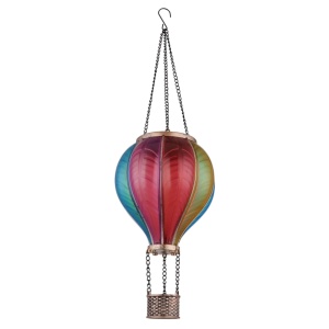 Lampă solară LED tip balon aer cald cu efect flacără, multicolor, plastic - Img 5
