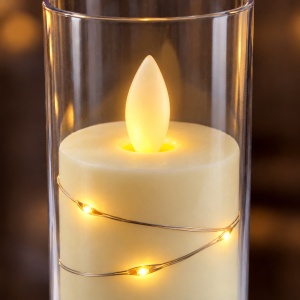 Lumânare LED decorativă în recipient tip sticlă, efect realist de flacara, 14,5 cm - Img 4