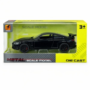 Macheta masina sport neagra cu eleron, detalii realiste, 15.5x7 cm