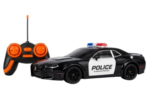 Mașină de poliție din metal cu telecomandă, acumulator, lumini, scara 1:16, 32,5 cm