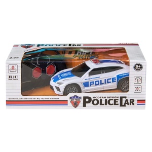 Masina politie telecomandata RC alb albastru 1:24 cu lumini si telecomanda 27.5cm