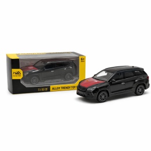 Masinuta metalica SUV negru cu detalii rosii, usi deschise, model modern 15 cm