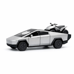 Masinuta pickup futurist cu ATV, aliaj metalic scara 1:32, gri, platforma spate