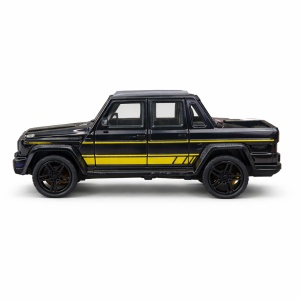 Masinuta pickup offroad metalica neagra, model scara, usi functionale, 15.5x7 cm