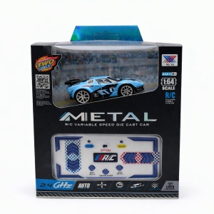 Masinuta RC metalica 1:64 albastra cu control telefon si telecomanda 2.4GHz