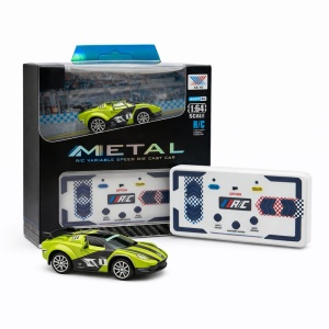 Masinuta RC metalica 1:64 cu control telefon si telecomanda 2.4GHz, verde