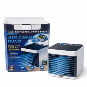 Mini aparat de răcire aer portabil Air Cold Wind, răcitor personal cu umidificare USB, alb - Img 2