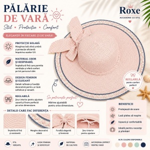 Pălărie Damă de Vară Roz Pudrat cu Fundă Decorativă și Bor Lat – Reglabilă, Elegantă - Img 2