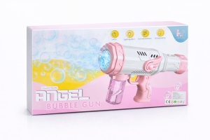 Pistol automat de facut baloane de sapun Angel Bubble Gun cu lumini si muzica, roz - Img 2