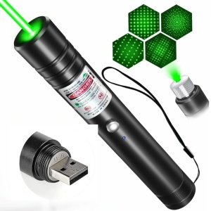 Pointer laser verde reincarcabil USB cu cap interschimbabil, culori mixte - Img 3