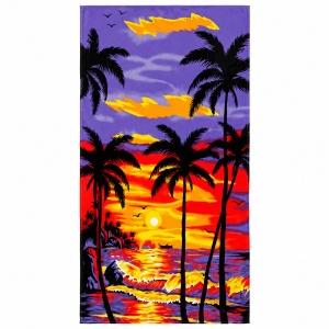 Prosop de Plajă Tropical Sunset 90x170 cm – Microfibră Premium, Design Palmieri