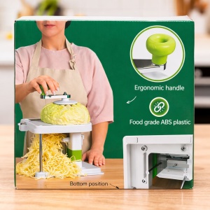 Răzătoare manuală pentru legume și varză cu manivelă și mâner ergonomic, alb - Img 2