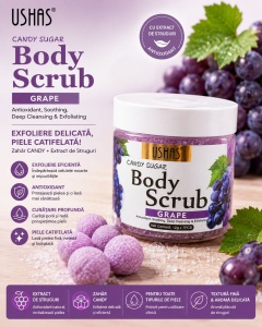 Scrub de Corp cu Struguri Ushas Candy Sugar – Exfoliant cu Extract de Struguri, Curățare Profundă - Img 2