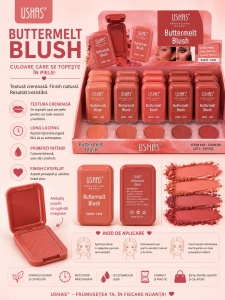 Set 12 Blush-uri USHAS Buttermelt – Nuanțe Nude, Textură Catifelată, Finish Natural - Img 3