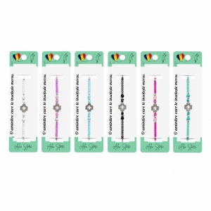 Set 12 Brățări Reglabile cu Pandantiv Floare – Brățări de Mână cu Mărgele Colorate