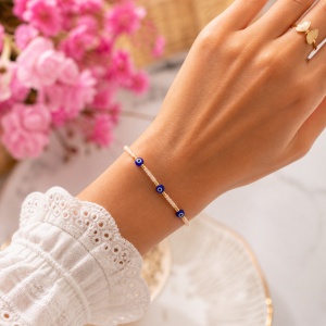 Set 12 Brățări Reglabile cu Pandantiv Ochi Protector – Mărgele Colorate, Accesorii Norocoase - Img 3