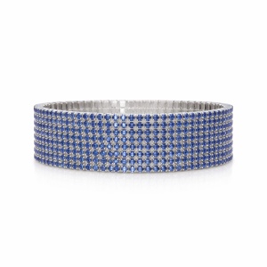 Set 12 bratari ROXE argintii elastice cu pietre albastre elegante