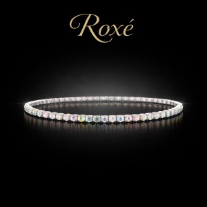 Set 12 bratari ROXE argintii elastice cu pietre albe cu reflexii multicolore - Img 2