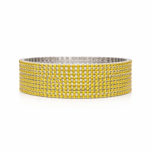 Set 12 bratari ROXE argintii elastice cu pietre galbene stralucitoare
