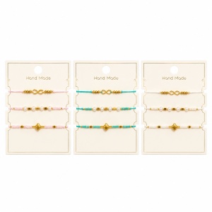 Set 12 Brățări Trio Handmade cu Infinit si Trifoi– 16 cm, Reglabile, Culori Diferite