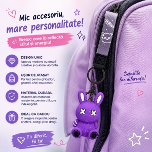 Set 12 Brelocuri Iepuraș 5,5 cm – Mix Culori, Accesorii pentru Chei, Ghiozdan și Geantă - Img 3