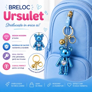 Set 12 Brelocuri Ursuleț 6 cm – Mix Culori Metalizate, Accesorii Premium pentru Chei și Genți - Img 3