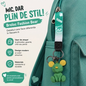 Set 12 Brelocuri Ursuleț Fashion 5 cm – Mix Culori, Accesorii Colorate pentru Chei și Ghiozdane - Img 3