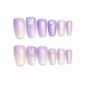 Set 12 perechi unghii false press-on, modele mixte, efect gel, reutilizabile - Img 2