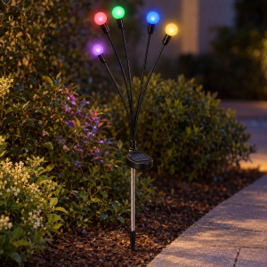 Set 2 Lampi solare decorative gradina, tip licurici, 6 LED multicolor, alimentare solara,38x6cm - Img 3
