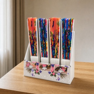 Set 24 Evantaie 23 cm – Modele Florale și Culori Diverse, Evantaie Elegante - Img 5