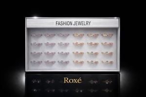 Set 24 inele dama elegante cu flori roz si pietre, auriu si argintiu, reglabile ROXE - Img 2