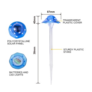 Set 3 Lampi Solare Gradina Tip Ciuperca cu LED, Decor Exterior, Panou Solar