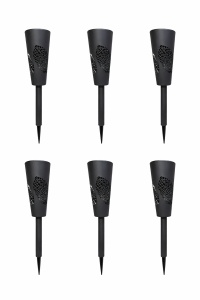 Set 6 Lămpi Solare de Grădină cu Țepușă, LED, Plastic, Negru, YV29
