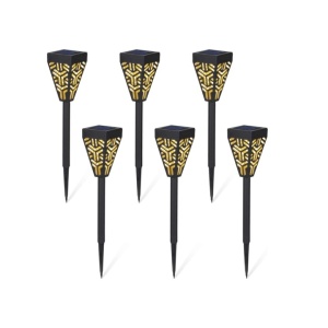 Set 6 Lămpi Solare pentru Grădină cu Picior, Metal și Plastic, Lumină Caldă