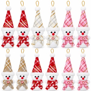 Set de 12 Ornamente de brad cu om de zăpadă, diverse culori , 22x7 cm - Img 2