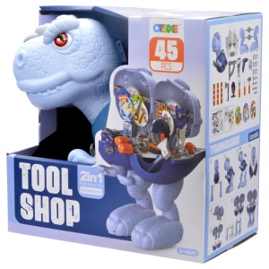 Set jucărie Dinozaur 2 în 1 pentru asamblare, din plastic, cu set de scule, 45 de piese