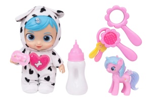 Set păpușă Lovely Doll cu accesorii - suzeta și biberon, 27 cm, multicolor