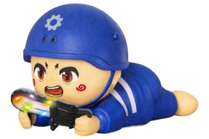 Soldat albastru interactiv cu sunete, lumini și senzor infraroșu, 16,5 cm