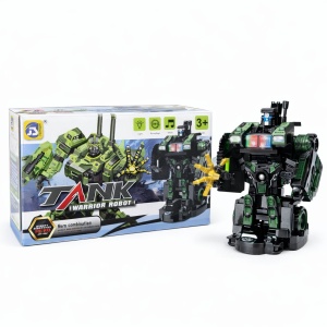 Tanc transformabil in robot cu lumini si sunete, model militar, 20cm