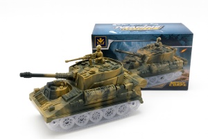 Tank Jucarie 20x11 cm cu Lumini si Sunete , Model Militar cu Soldat, Senile Mobile