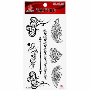 Tatuaj Temporar Semipermanent Aripi Îngerești și Inimă Decorativă – 18 cm, Rezistent la Apă