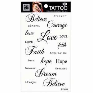 Tatuaj Temporar Semipermanent cu Mesaje Motivaționale – 18 cm, Rezistent la Apă