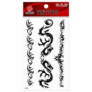 Tatuaj Temporar Semipermanent Dragon Tribal Negru – 18 cm, Rezistent la Apă