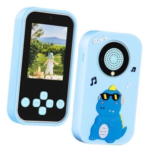 Telefon copii model dinozaur albastru cu camera jocuri muzica si ecran color