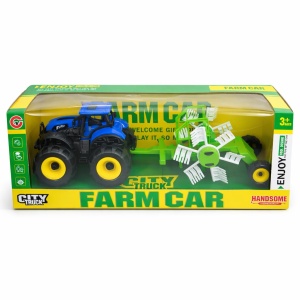 Tractor fermă albastru, plastic ABS, jucărie vehicul agricol