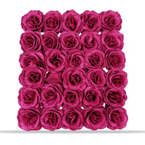 Trandafiri artificiali cu sclipici, set 30 de bucăți, plastic, roz închis, 8cm - Img 2
